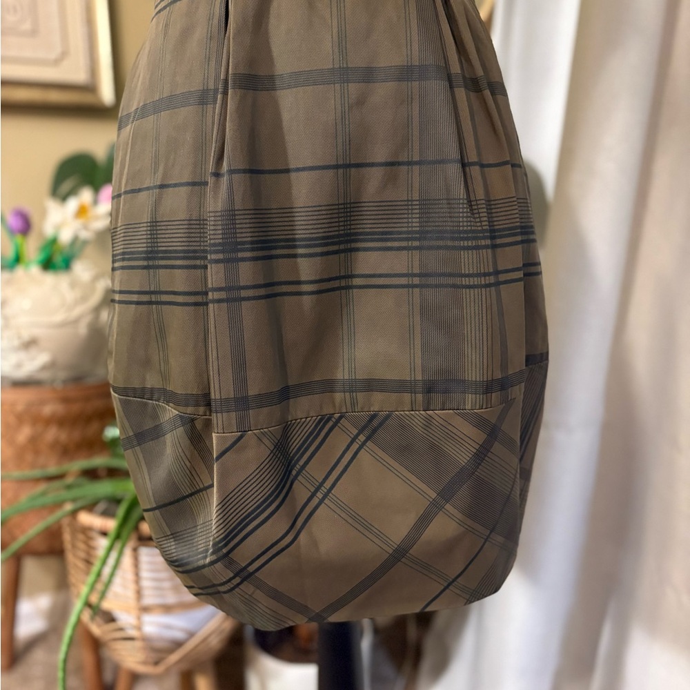 Cue European Fabric Plaid Army Green & Black Plaid Structured Mini Dress - Picture 4 of 9